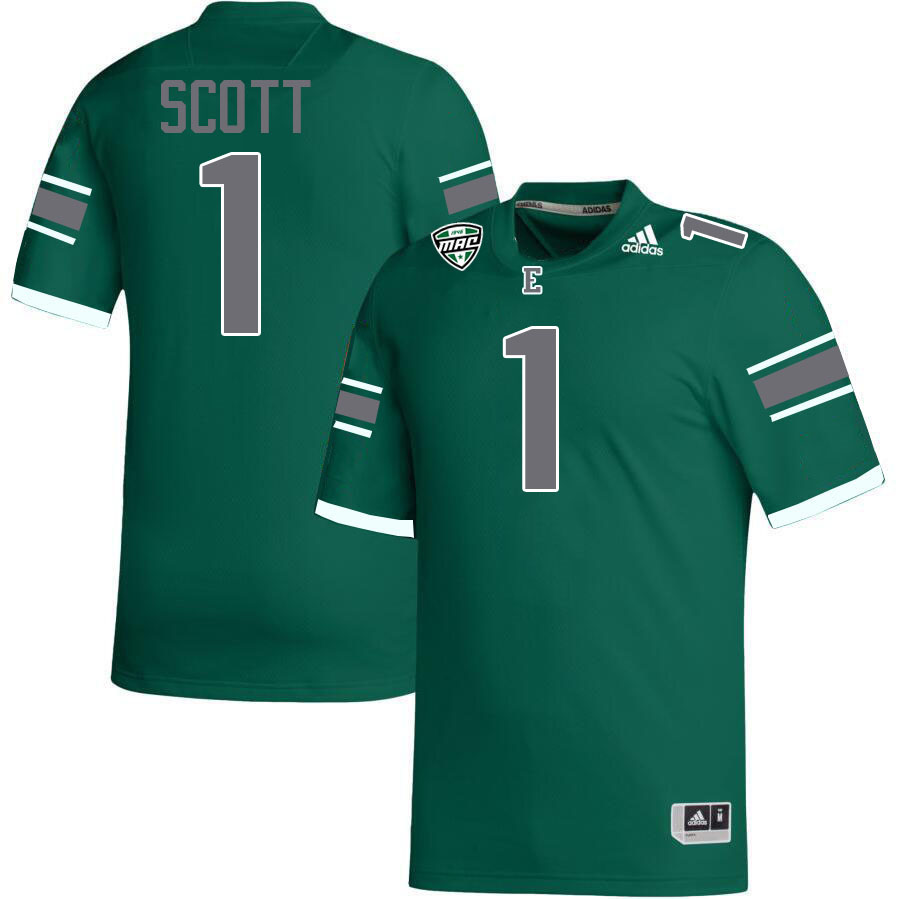#1 Joshua Scott Eastern Michigan Jersey,Eastern Michigan University Eagles Football Jersey-Green